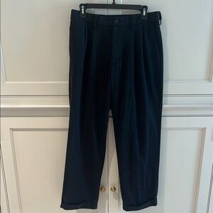 Black Pleated Pants with Elegant Tapered Fit